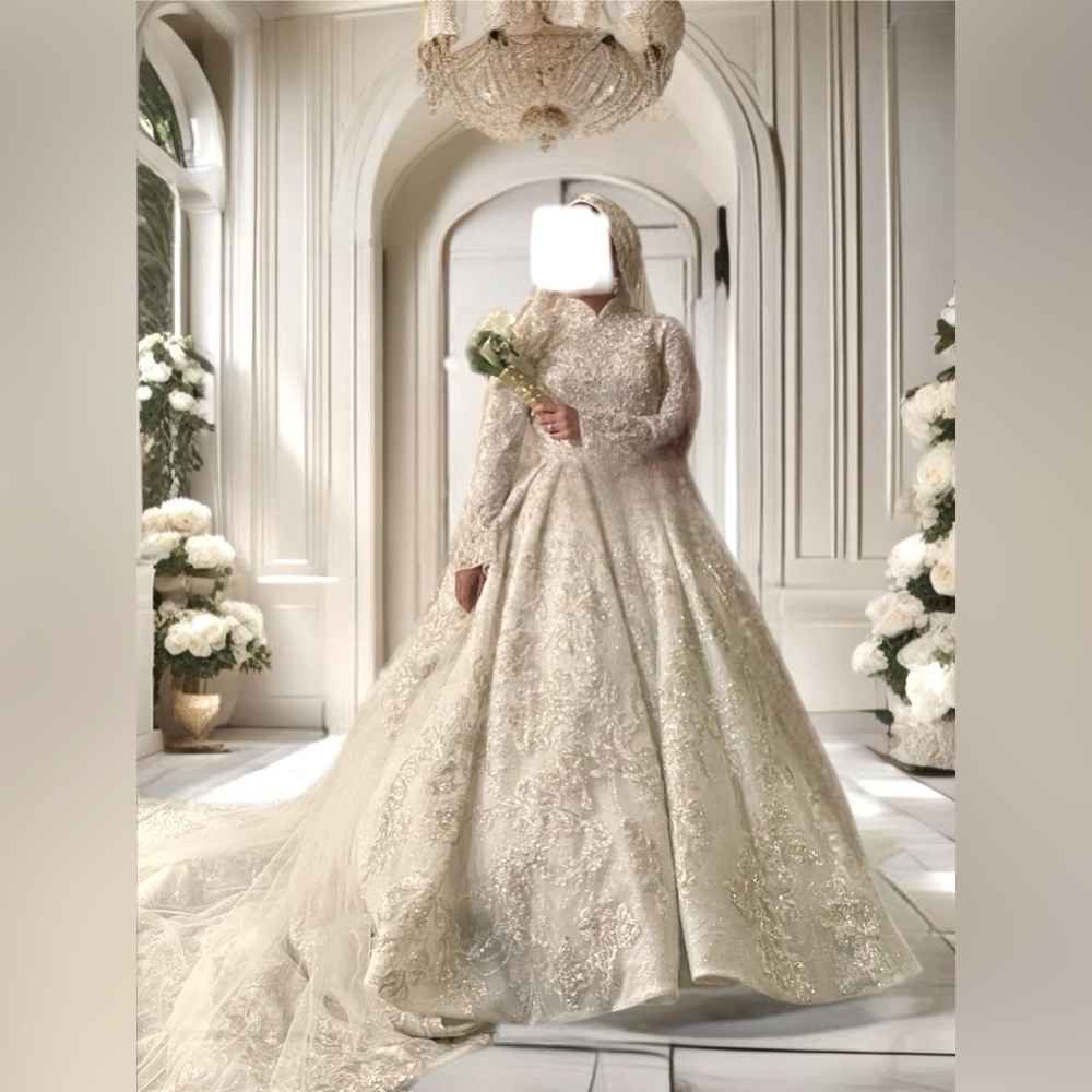 Sena Masoud Custom Design Wedding Dress + Veil